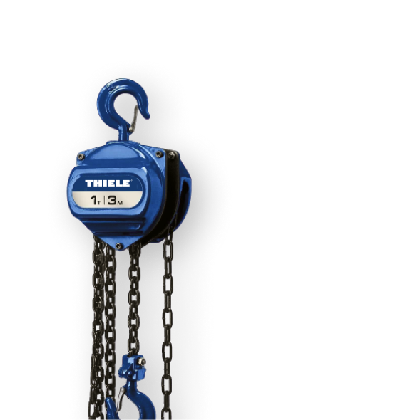 Lifting and lashing means by THIELE: chain slings, lifting and lahing points, chain hoists, ratchet lever hoists